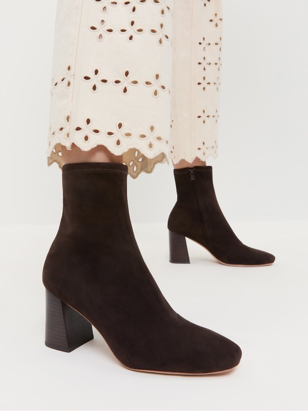 Loeffler Randall Elise Chocolate Brown Suede Pointed Ankle Boots 7